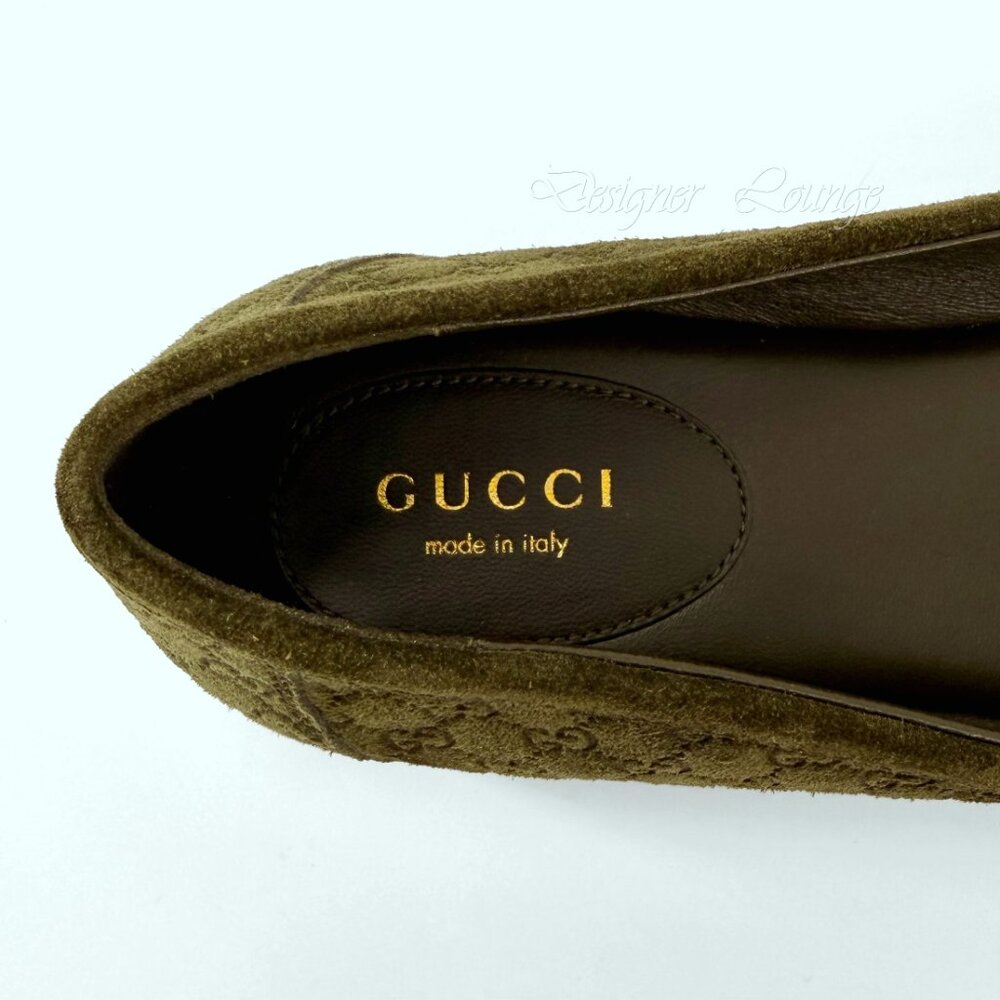 NEW GUCCI Women's GG Suede Kensington Horsebit Loafers EU 39 / US 9 Ballet Flats - Picture 10 of 12